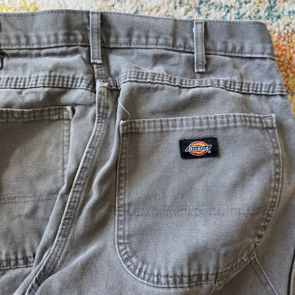 Vintage Faded Y2K Dickies Grey Canvas Carpenter Pants Workwear 32x30